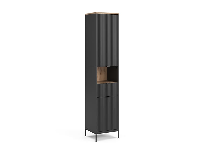  Vicco meuble salle de bain, noirchêne viking, 40x190cm avec des portes et un tiroir  - Conforama A