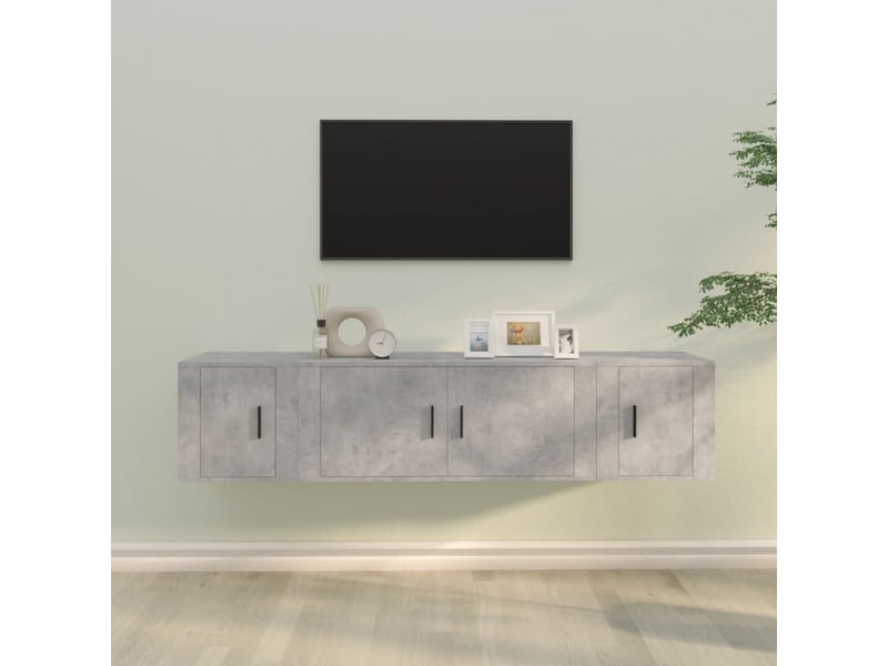  Ensemble de meubles tv 3 pcs gris béton bois d'ingénierie shl50432  - Conforama B