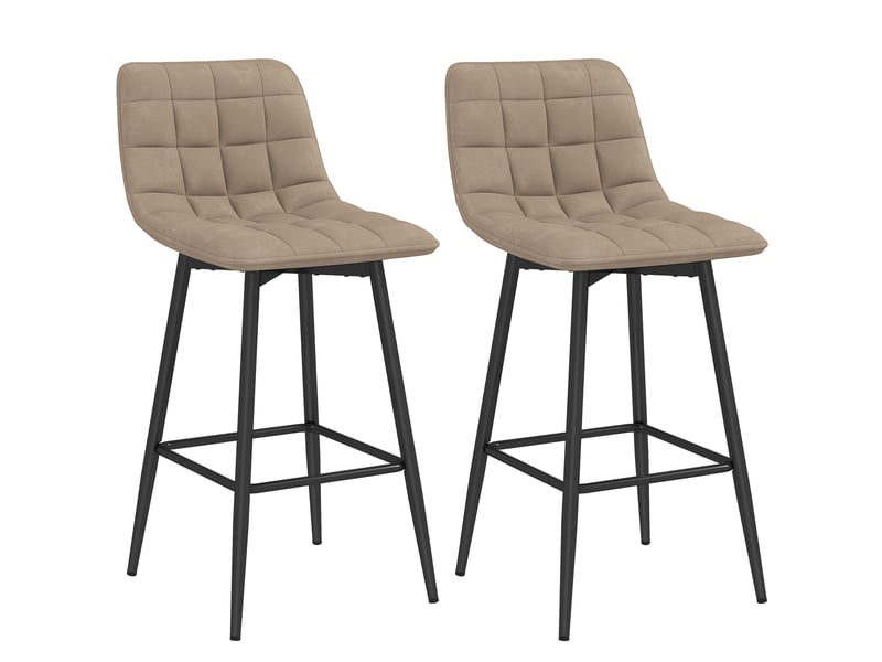  Ensemble de 2 tabourets de cuisine de style nordique en tissu effet velours et métal, 45 x 47 x 84 cm, marron  - Conforama A