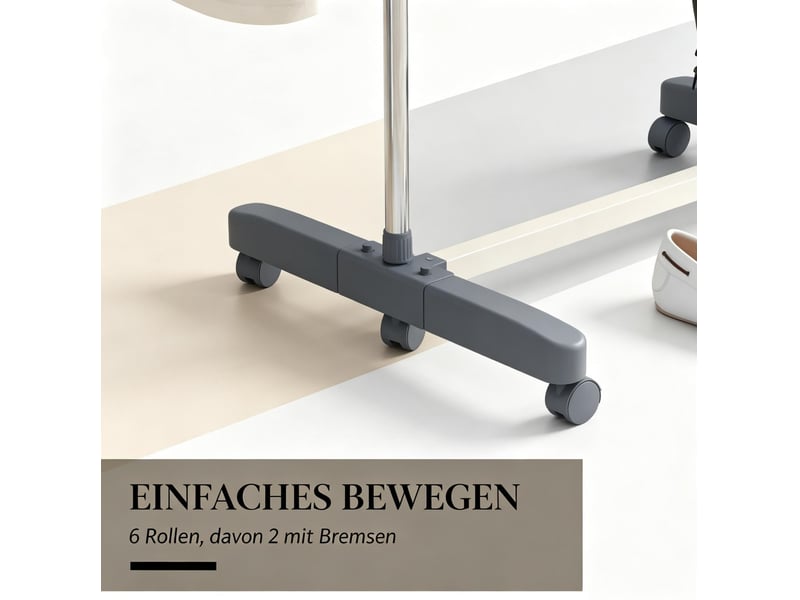 Séchoir à linge pliable gris en acier inoxydable et abs, 4 niveaux sur roulettes, rangement compact à domicile - Conforama D
