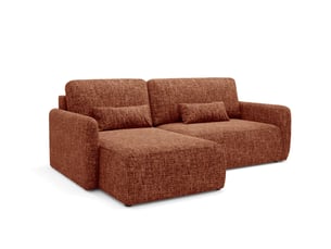 Canapé d'angle réversible convertible   4 places Tissu orange avec coffre de rangement