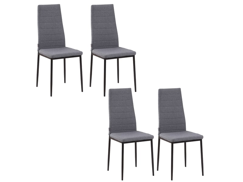  Lot de 4 chaises de salle à manger chaises de cuisine avec dossier haut pieds en métal et tissu en lin 41x50x97cm gris  - Conforama A