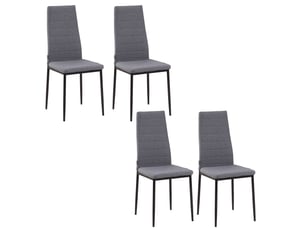 Lot de 4 chaises de salle à manger chaises de cuisine avec dossier haut pieds en métal et tissu en lin 41x50x97cm gris