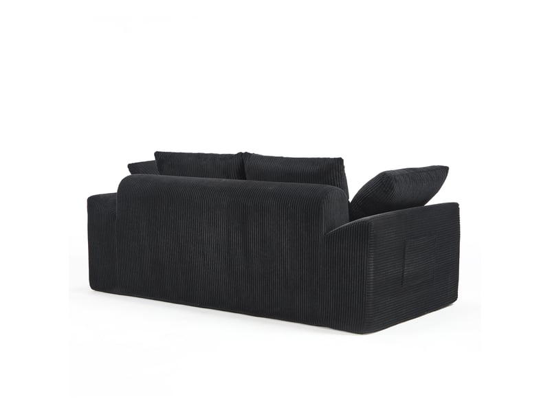 Canapé 2 places noir en tissu, canapé compact pour petit espace, assise profonde, accoudoirs arrondis, salon ou chambre - Conforama E