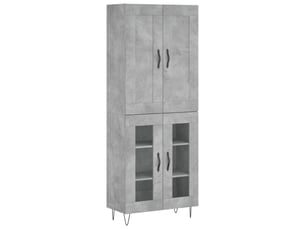 Buffet haut - bahut - meuble de rangement gris béton 69,5x34x180 cm bois d'ingénierie