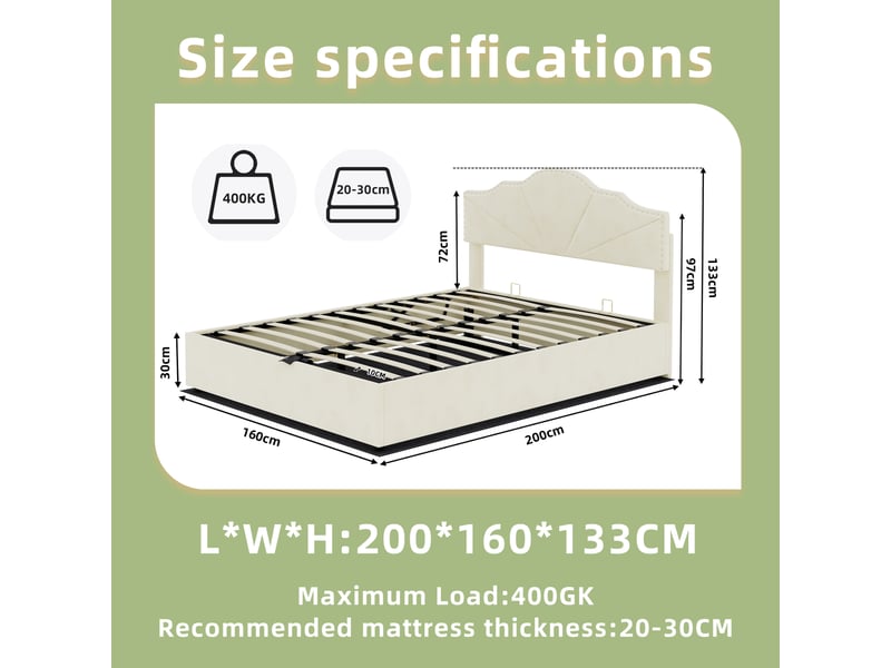 Lit 160x200 cm en tissu et métal beige chicfurn - Conforama C