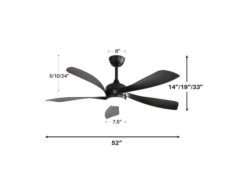  Ventilateur de plafond de 52 pouces avec éclairage led – 3 couleurs de lumière à intensité variable, fonction mémoire, 6 vitesses, moteur cc ultra-silencieux avec mode étéhiver (rotation inversée), minuterie (148 h)  - Conforama E