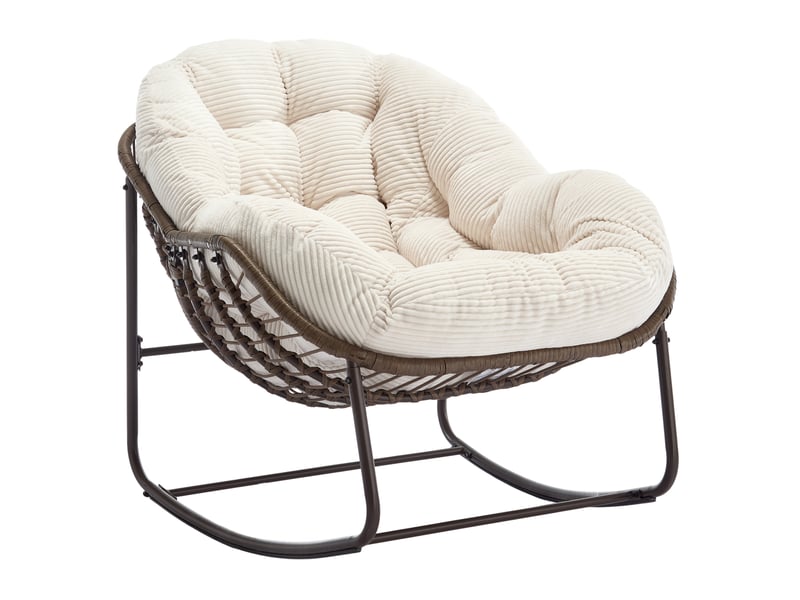  Fauteuil à bascule extérieur en rotin synthétique blanc 78x106x90 cm  - Conforama A