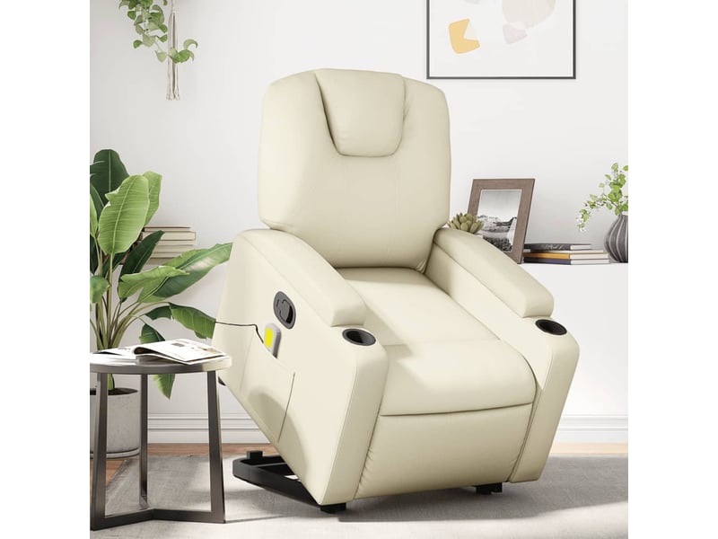  Fauteuil inclinable de massage, fauteuil relax crème similicuir shl86015  - Conforama B