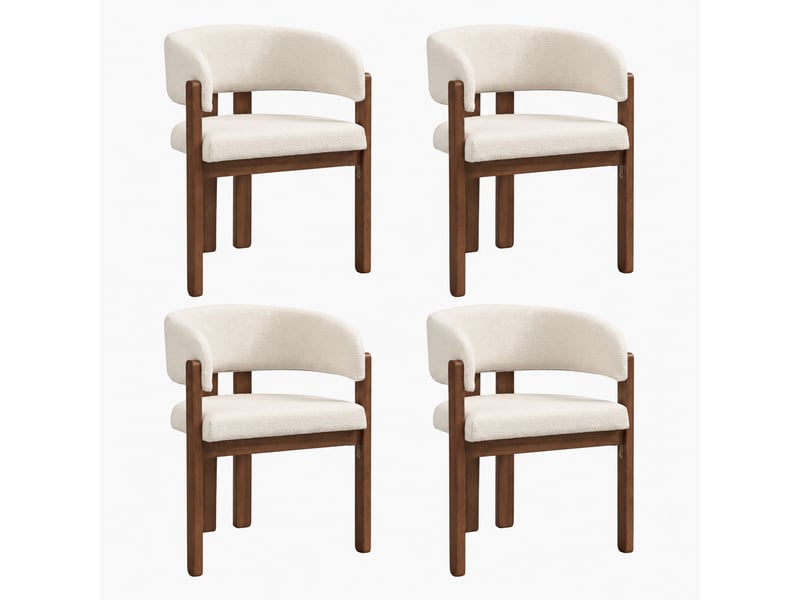  Chaise de salle à manger 60x51x80 cm - lot de 4 - bouclette - confort quotidien - design moderne - pour salle à manger - assise rembourrée - noyer CozyNest - Conforama A