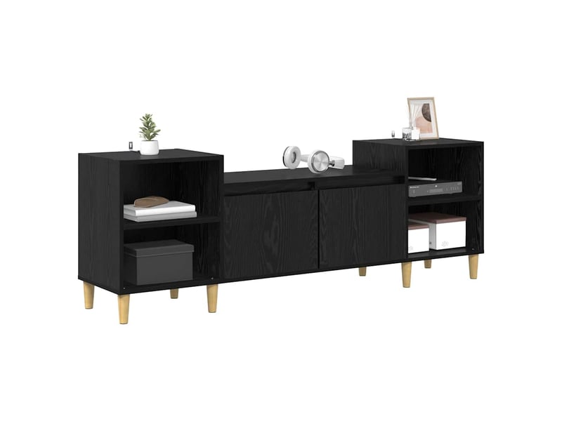  Meuble tv - banc tv - meuble de rangement 160 x 35 x 55 cm chêne noir bois d'ingénierie  - Conforama C
