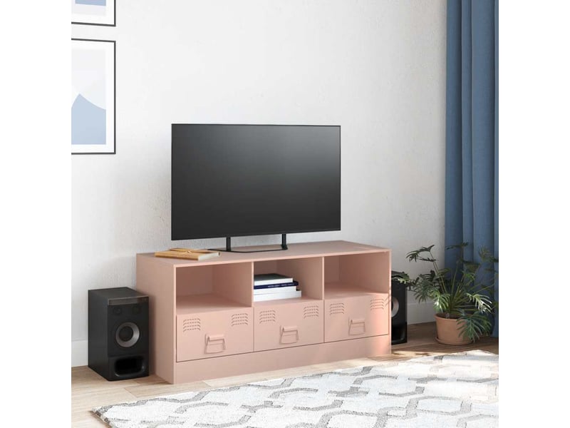  Meuble tv - banc tv - meuble de rangement rose 99x39x44 cm acier  - Conforama C