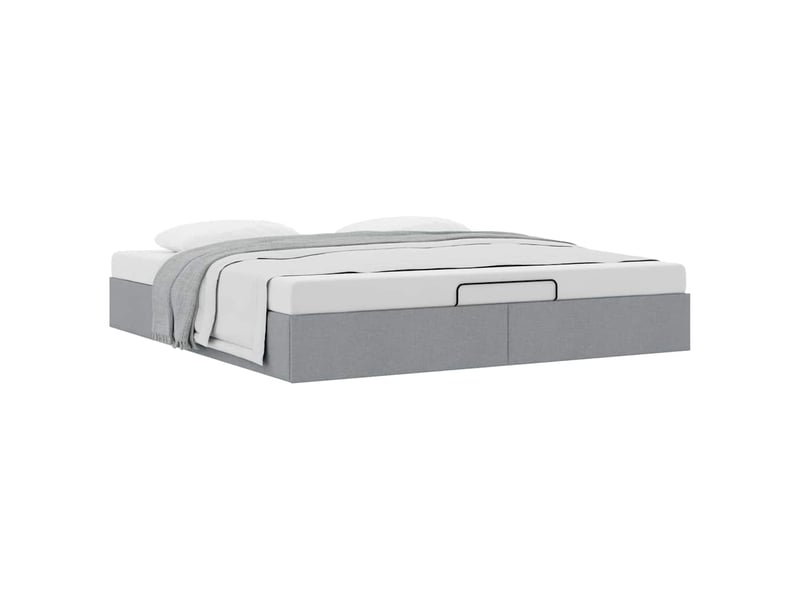 Lit adulte, lit double, cadre de lit ottoman sans matelas gris clair 200x200cm tissu cf10392 - Conforama E