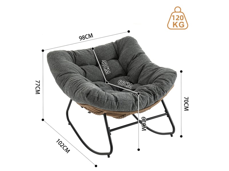  Fauteuil à bascule ergonomique en chenille gris  - Conforama E