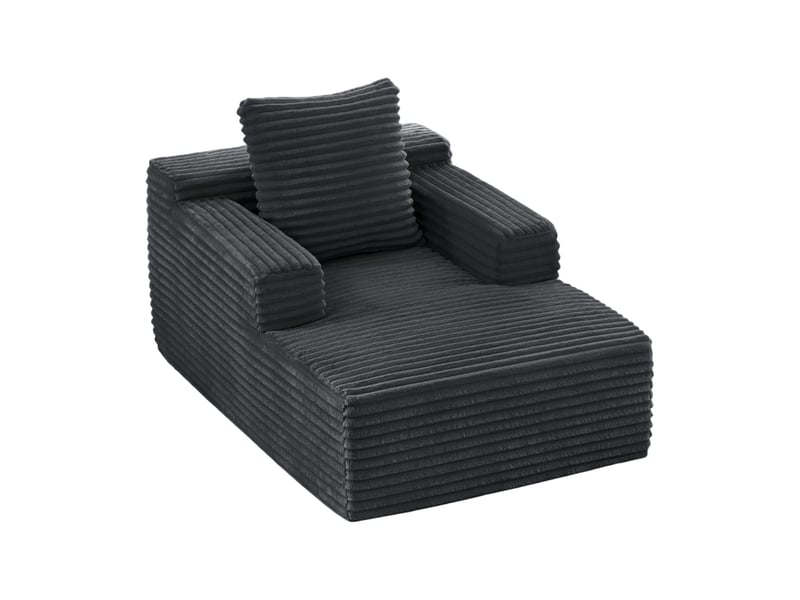 Canapé 1 place convertible en velours côtelé gris foncé, format chaise longue sans montage, idéal petit espace - Conforama A