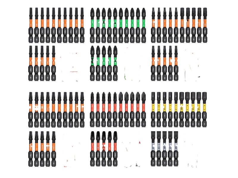  Jeu de 90 embouts de vissage professionnels 50 mm (torx, ph, pz, hex, fente), acier s2 magnétique  - Conforama A