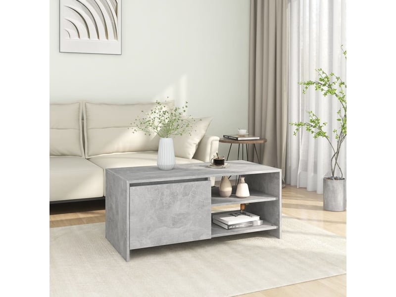 Table basse rectangulaire | table de salon gris béton 102x50x45 cm bois d'ingénierie  - Conforama B