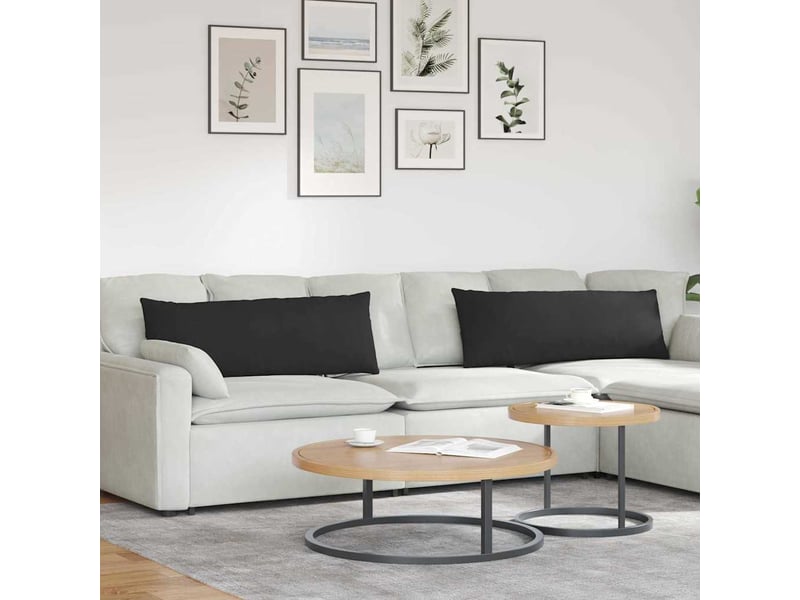 Lot de 2 coussins de canapé, coussins décoratifs tissu noir 120 x 40 cm cf58907 - Conforama B