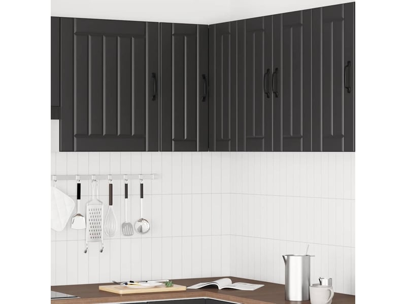 Armoire d'angle murale de cuisine lucca noir bois d'ingénierie - Conforama C
