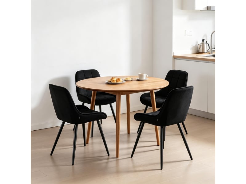 Lot de 4 chaises de salle à manger,43x52,5x81,5 cm,réglables,velours,noir - Conforama D