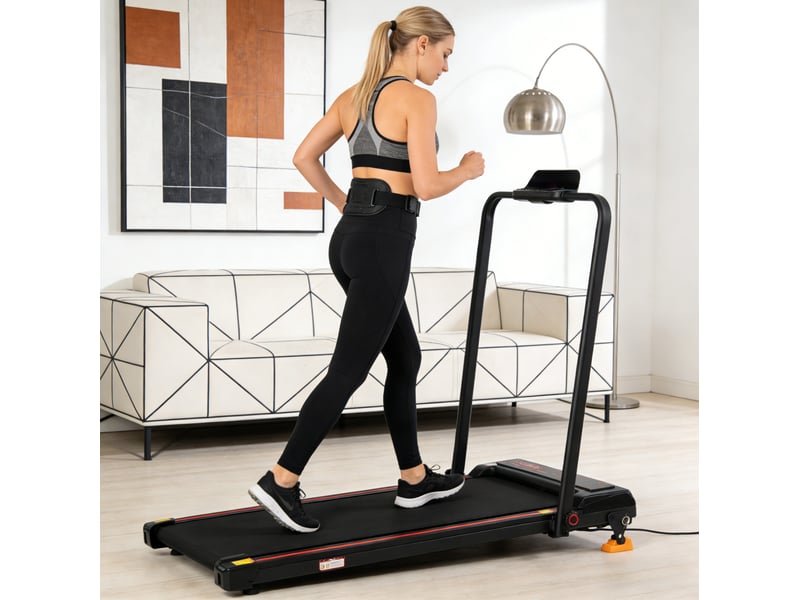  Tapis de course électrique 107x56,9x88,8 cm pliable métal noir  - Conforama B