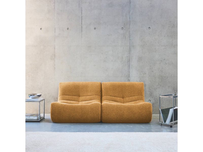 Lot de 2 fauteuils chauffeuses en bouclette texturée moutarde style contemporain 1 place - Conforama C