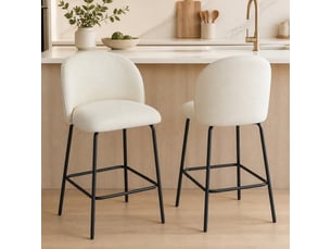 Lot de 2 chaises de bar tabourets de bar métal noir tissu crème