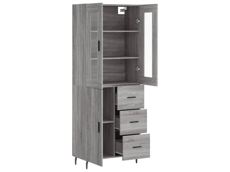  Buffet haut - bahut - meuble de rangement sonoma gris 69,5x34x180 cm bois d'ingénierie  - Conforama D