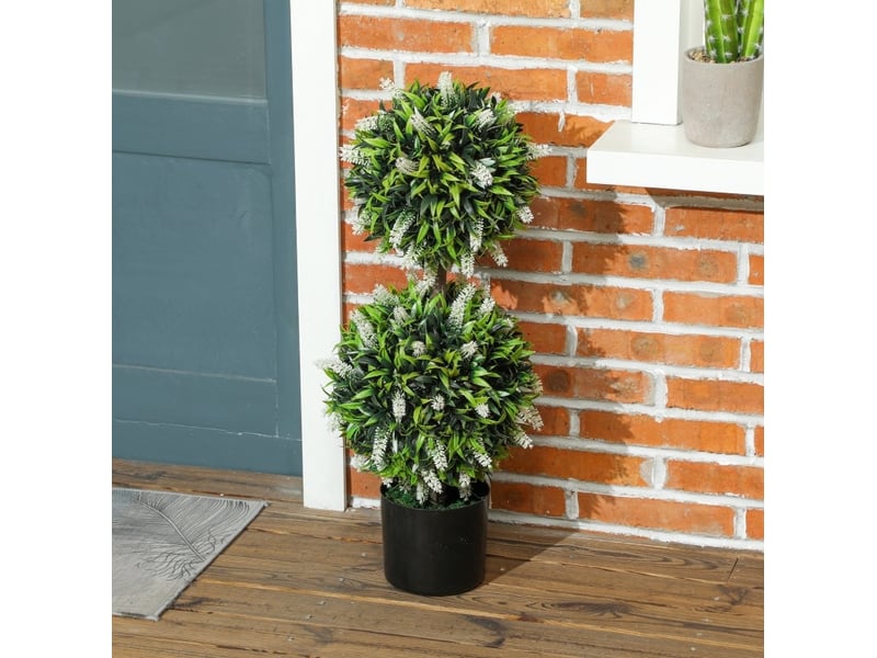  Lot de 2 plantes artificielles 15x15x70 cm résistantes aux uv blanc  - Conforama B