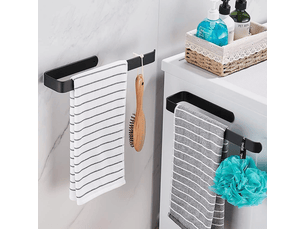 Porte-serviettes mural autocollant pour salle de bain, porte-papier toilette mural adhésif sans perçage, 33,5 cm, noir mat