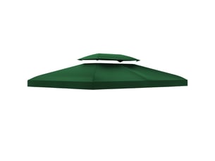 Toit de rechange 3 x 4 m en polyester pour pavillon de jardin double niveau vert chicfurn
