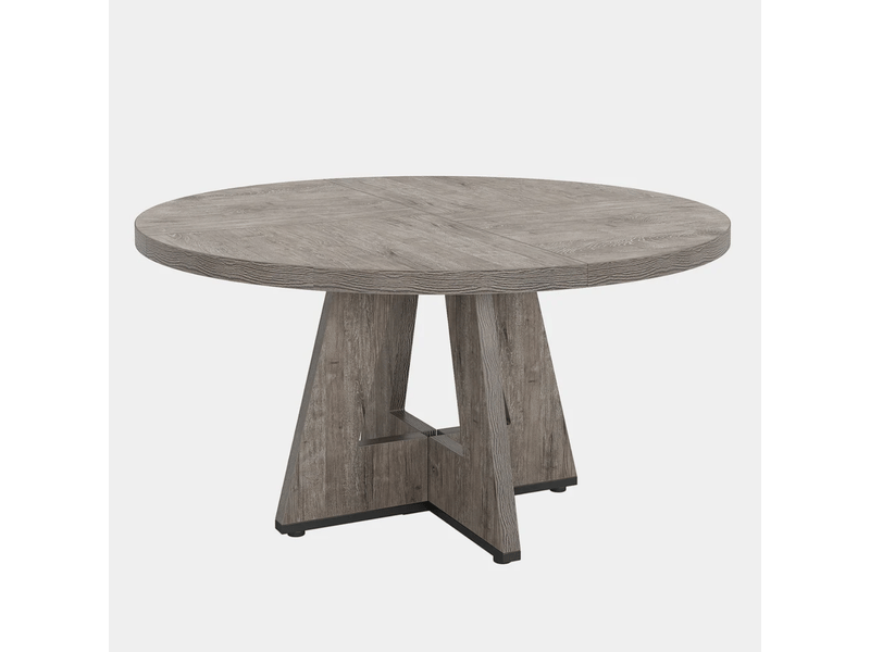  Table à manger ronde 120 cm en bois d’ingénierie gris style campagne  - Conforama A