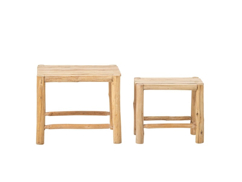  Lot de 2 tables d'appoint en bois chamonix 51cm naturel  - Conforama B