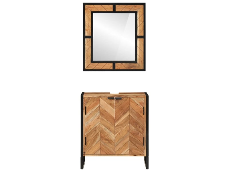  Ensemble de meubles salle de bain 2 pcs fer et bois d'acacia  - Conforama C
