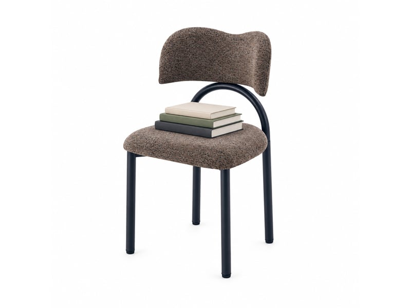 Lot de 2 chaises de salle à manger,50,7x47x81,5 cm,tissu et métal,marron et noir - Conforama A