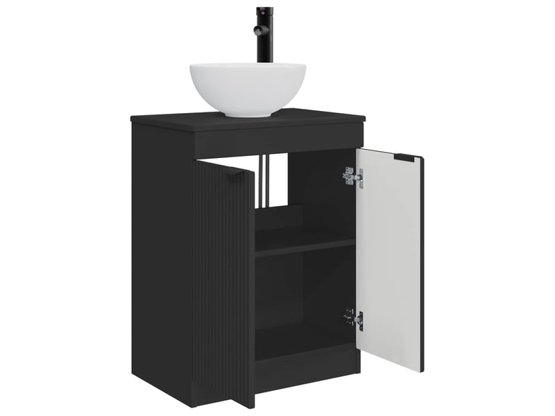  Meuble salle de bain avec évier, meuble de rangement noir 54x35x83 cm shl1065  - Conforama D