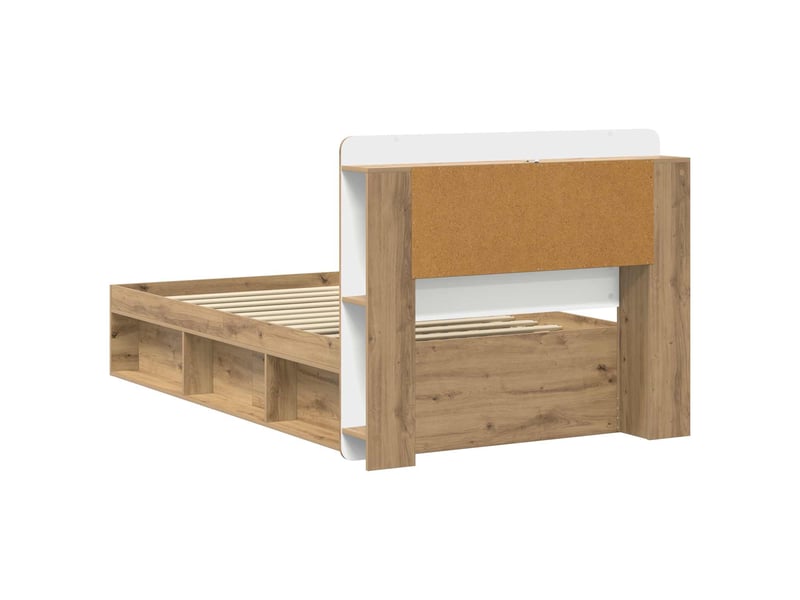 Lit simple- lit adulte - cadre de lit avec rangement chêne artisanal 80 x 200 cm - Conforama C
