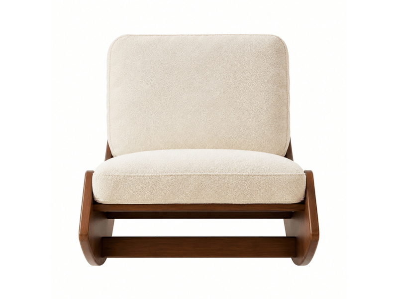  Fauteuil à bascule avec glissière, rembourré, structure en bois massif, salon, chambre et bébé  - Conforama A