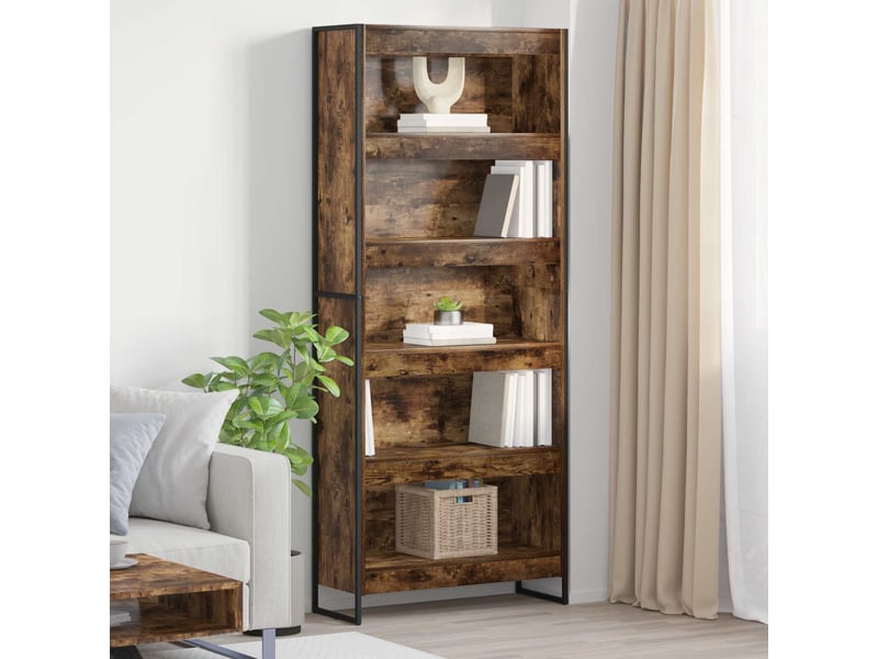 Bibliothèque, armoire à livres 80 x 30 x 189,5 cm bois d'ingénierie chêne fumé - Conforama B