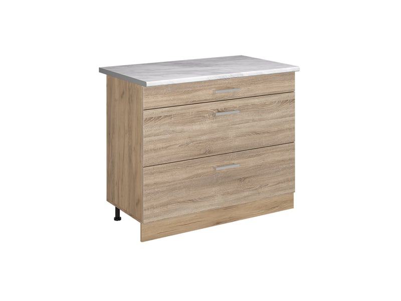  Vicco meuble cuisine, sonomachêne doré, 100cm plan de travail marbre  - Conforama A