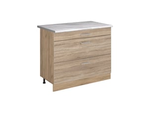 Vicco meuble cuisine, sonomachêne doré, 100cm plan de travail marbre