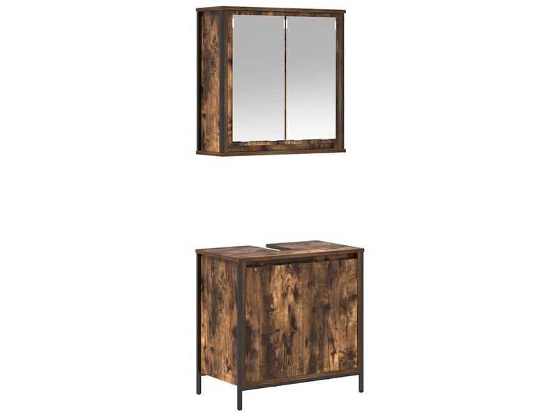  Ensemble de meubles de salle de bain 2 pcs en bois d'ingénierie chêne fumé  - Conforama A