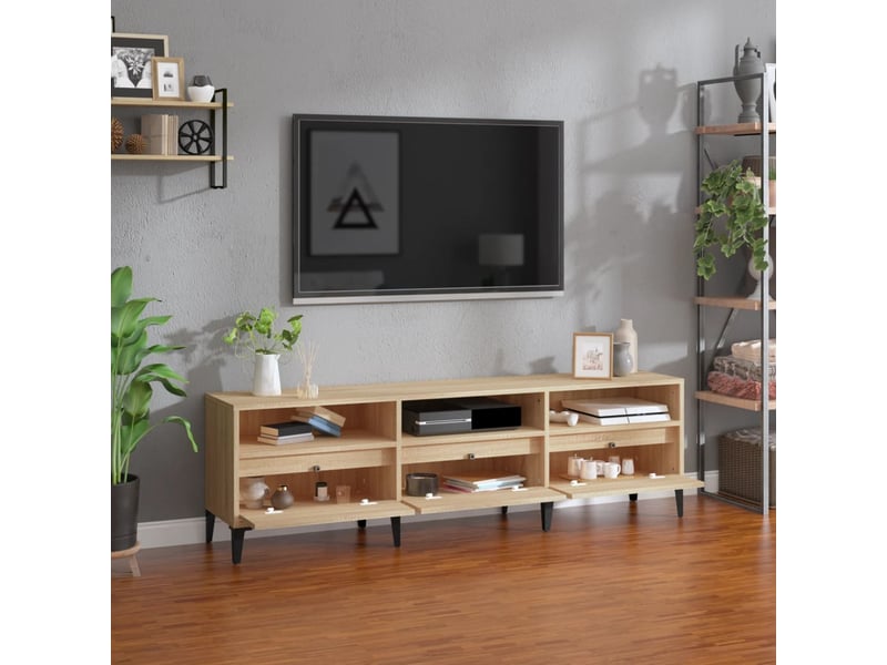  Meuble tv - banc tv - meuble de rangement chêne sonoma 150x30x44,5 cm bois d'ingénierie  - Conforama C