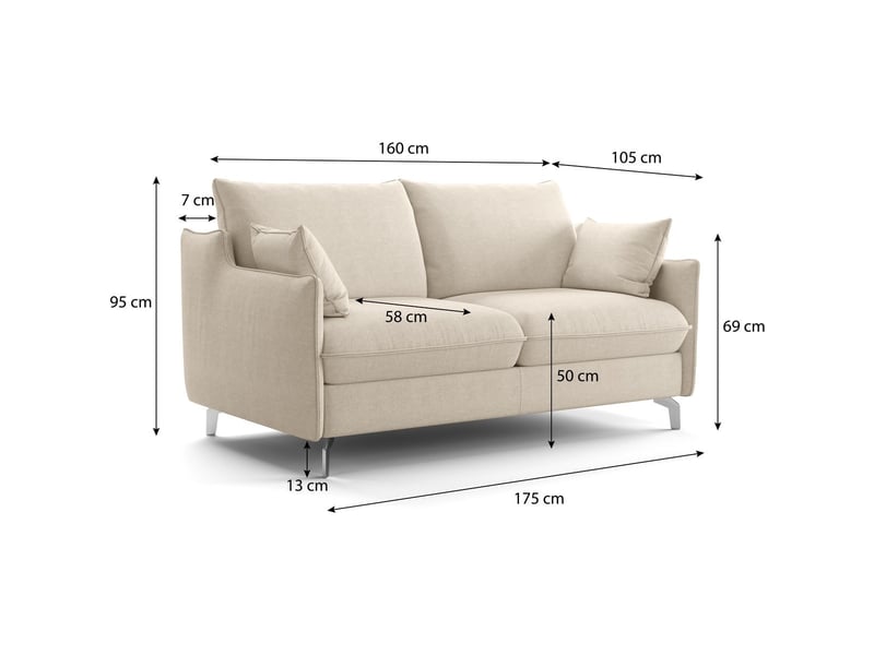  Canapé droit convertible 3 places en tissu chenille beige - ouverture express - astoria Astoria - Conforama D