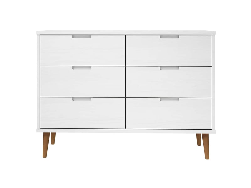  Commode chambre adulte, armoire à tiroirs molde blanc 113x40x80 cm bois de pin massif  - Conforama D