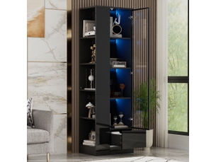 Vitrine coloris noir 4 étagère(s) <strong>SAPGAKS</strong> <strong></strong> - 50 cmx160 cm