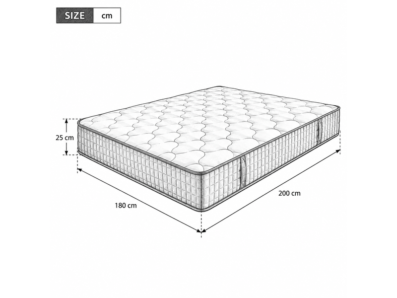  Matelas à ressorts ensachés 25 cm 180x200 cm h3 7 zones ergonomique  - Conforama C