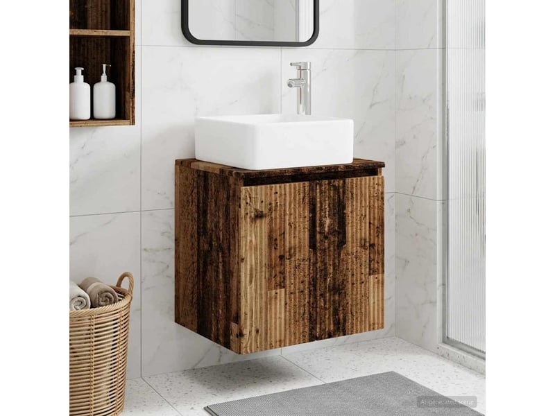 Vanité de lavabo mural, meuble de rangement bois ancien 53x35x63 cm - Conforama B