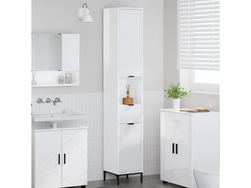  Cabinet de salle de bain, armoire salle de bain blanc brillant 31,5 x 33 x 190 cm cf65249  - Conforama B