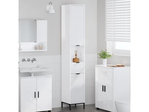 Cabinet de salle de bain, armoire salle de bain blanc brillant 31,5 x 33 x 190 cm cf65249